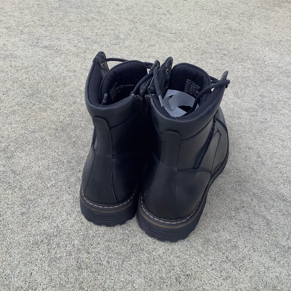 The Rail Black Leather Side Zip Lace Up Mens Boots Biker Combat Grunge, EU 44 - Picture 6 of 8